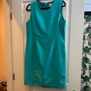 Elegant Sleeveless Linen Teal Mini Dress